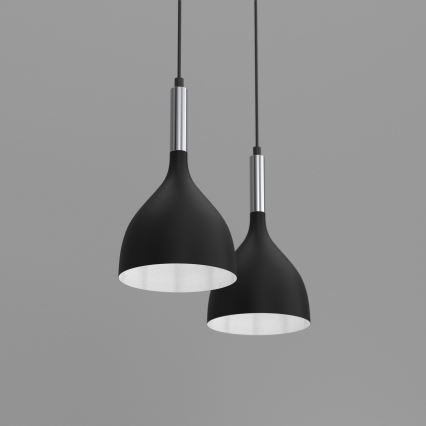 Lámpara colgante NOAK 2xE27/15W/230V negro/cromo brillante