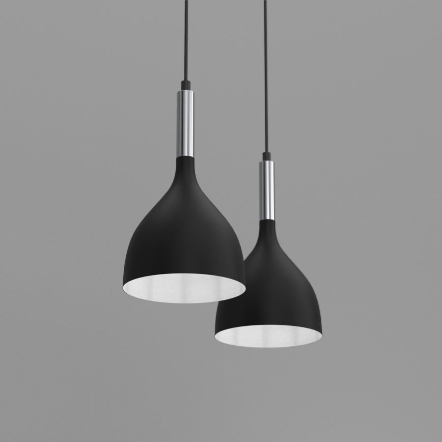 Lámpara colgante NOAK 2xE27/15W/230V negro/cromo brillante