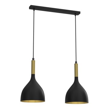 Lámpara colgante NOAK 2xE27/15W/230V negro/dorado