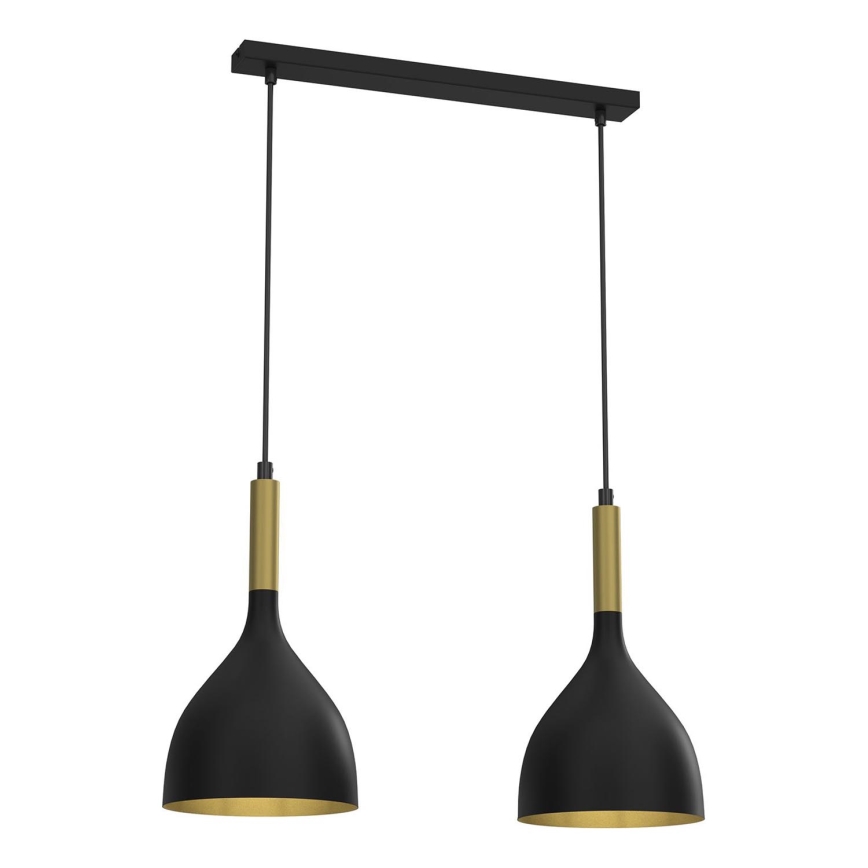 Lámpara colgante NOAK 2xE27/15W/230V negro/dorado