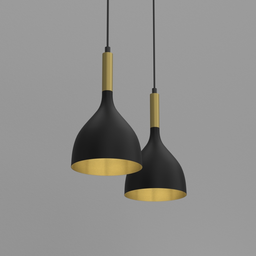 Lámpara colgante NOAK 2xE27/15W/230V negro/dorado