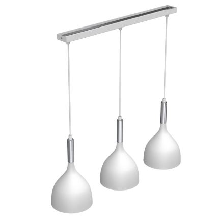 Lámpara colgante NOAK 3xE27/15W/230V blanco/cromo brillante