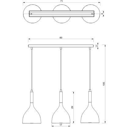 Lámpara colgante NOAK 3xE27/15W/230V blanco/cromo brillante