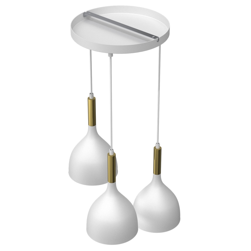 Lámpara colgante NOAK 3xE27/15W/230V blanco/dorado