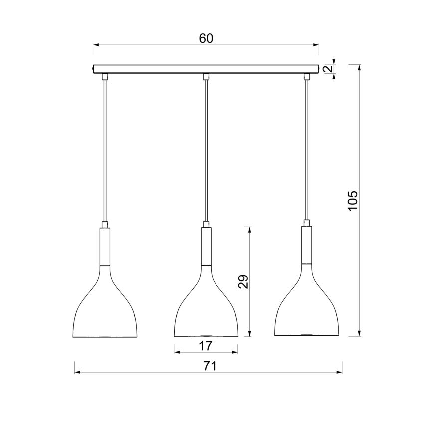 Lámpara colgante NOAK 3xE27/15W/230V latón/dorado