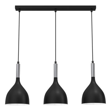 Lámpara colgante NOAK 3xE27/15W/230V negro/cromo brillante