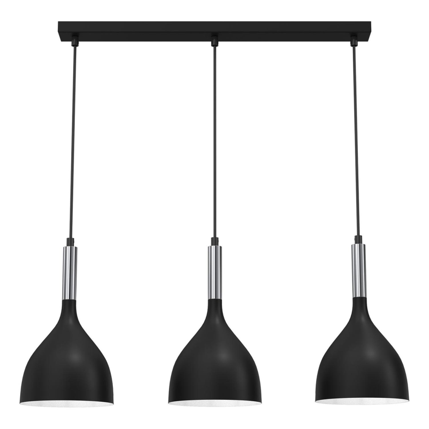 Lámpara colgante NOAK 3xE27/15W/230V negro/cromo brillante