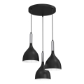 Lámpara colgante NOAK 3xE27/15W/230V negro/cromo brillante