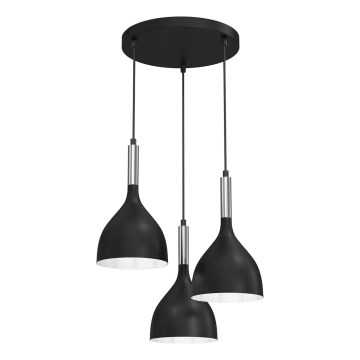 Lámpara colgante NOAK 3xE27/15W/230V negro/cromo brillante