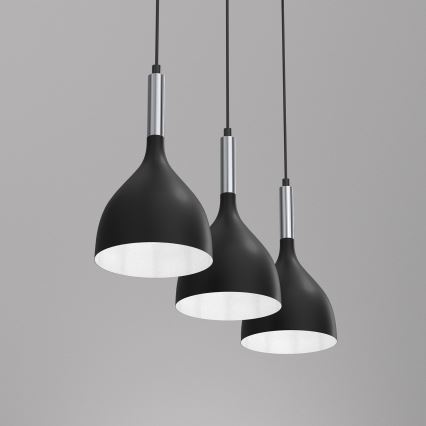 Lámpara colgante NOAK 3xE27/15W/230V negro/cromo brillante