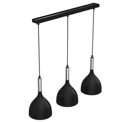 Lámpara colgante NOAK 3xE27/15W/230V negro/cromo brillante