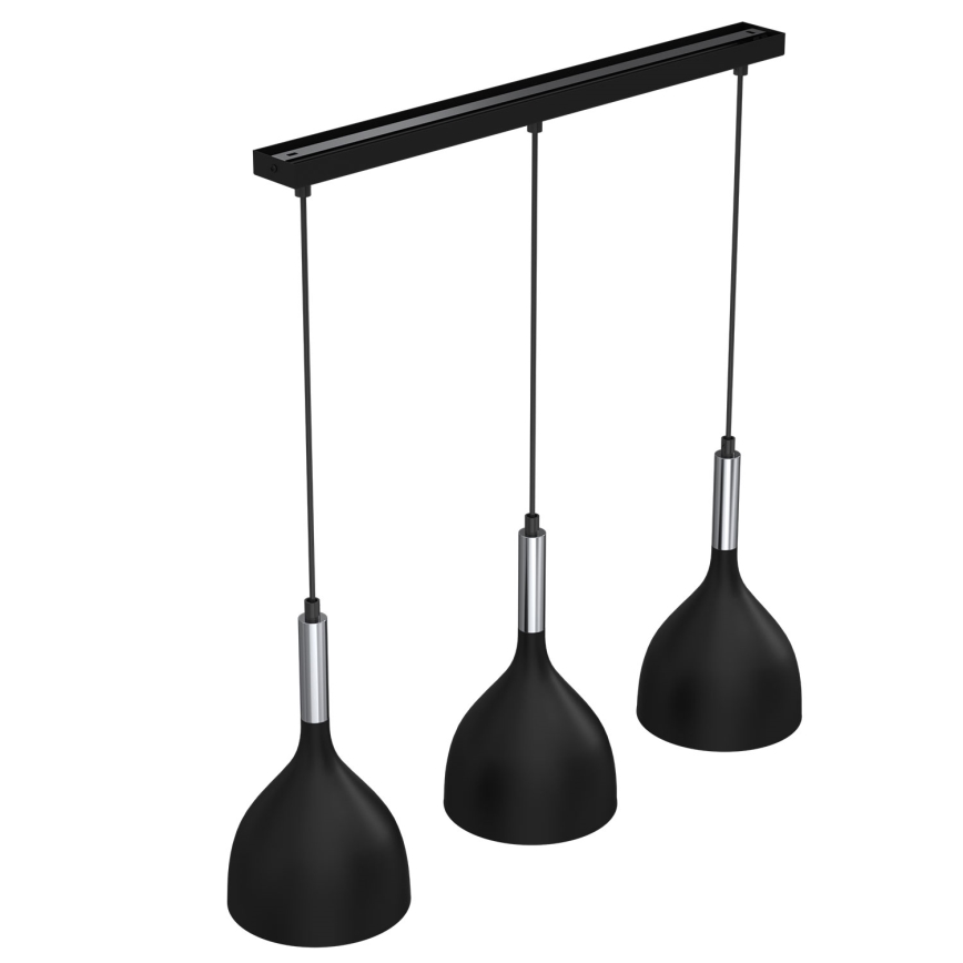Lámpara colgante NOAK 3xE27/15W/230V negro/cromo brillante