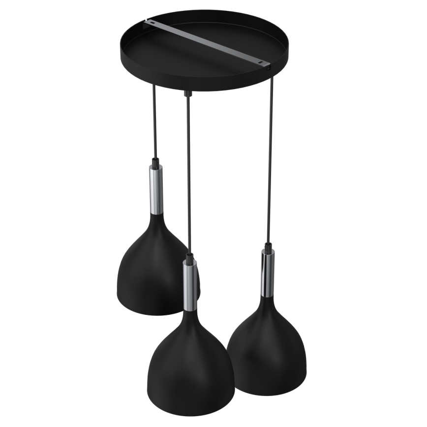 Lámpara colgante NOAK 3xE27/15W/230V negro/cromo brillante