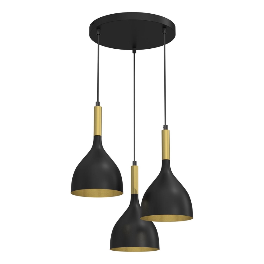 Lámpara colgante NOAK 3xE27/15W/230V negro/dorado
