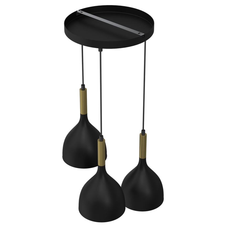 Lámpara colgante NOAK 3xE27/15W/230V negro/dorado