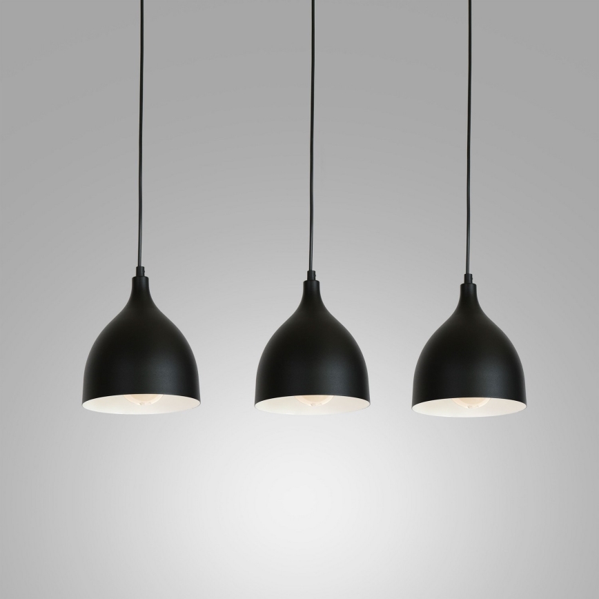 Lámpara colgante NOAK 3xE27/15W/230V negro