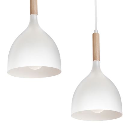 Lámpara colgante NOAK 5xE27/15W/230V blanco/haya