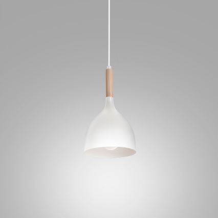 Lámpara colgante NOAK WOOD 1xE27/15W/230V blanco/haya