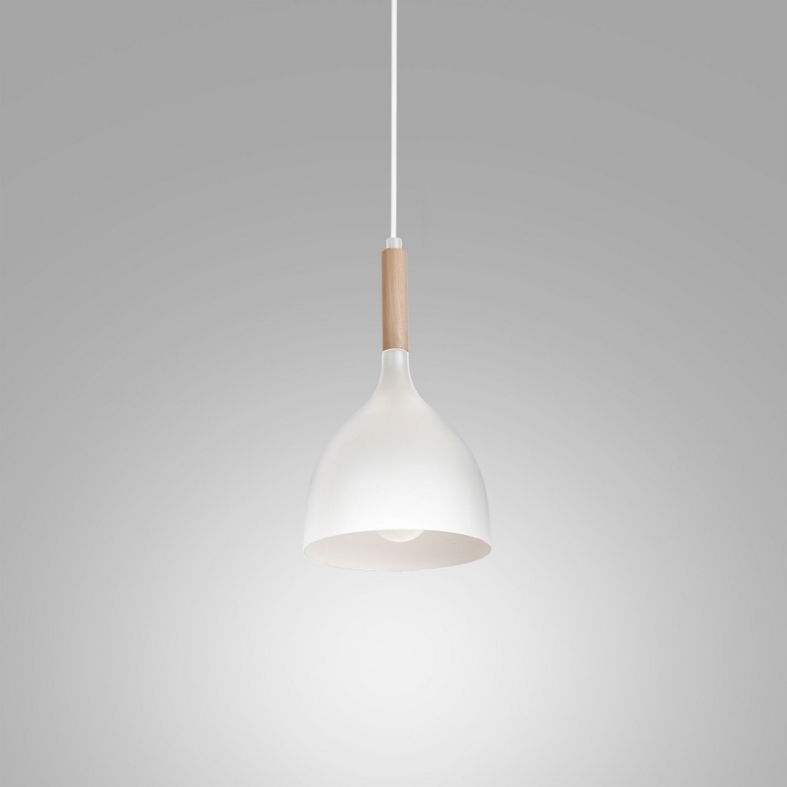 Lámpara colgante NOAK WOOD 1xE27/15W/230V blanco/haya