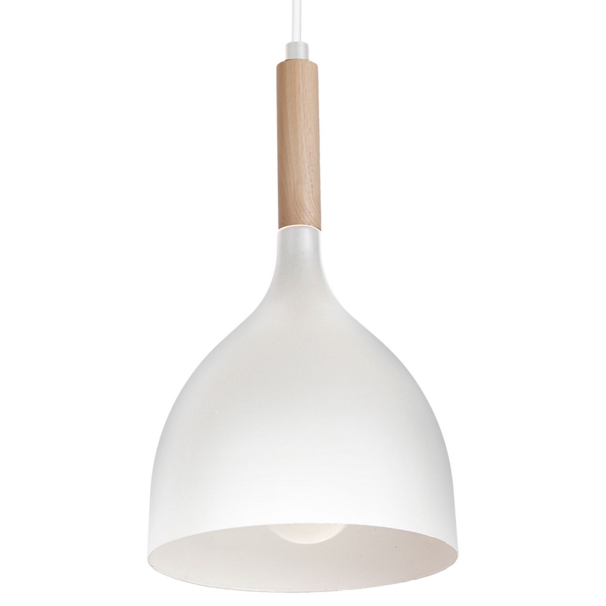 Lámpara colgante NOAK WOOD 1xE27/15W/230V blanco/haya