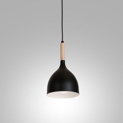 Lámpara colgante NOAK WOOD 1xE27/15W/230V negro/haya