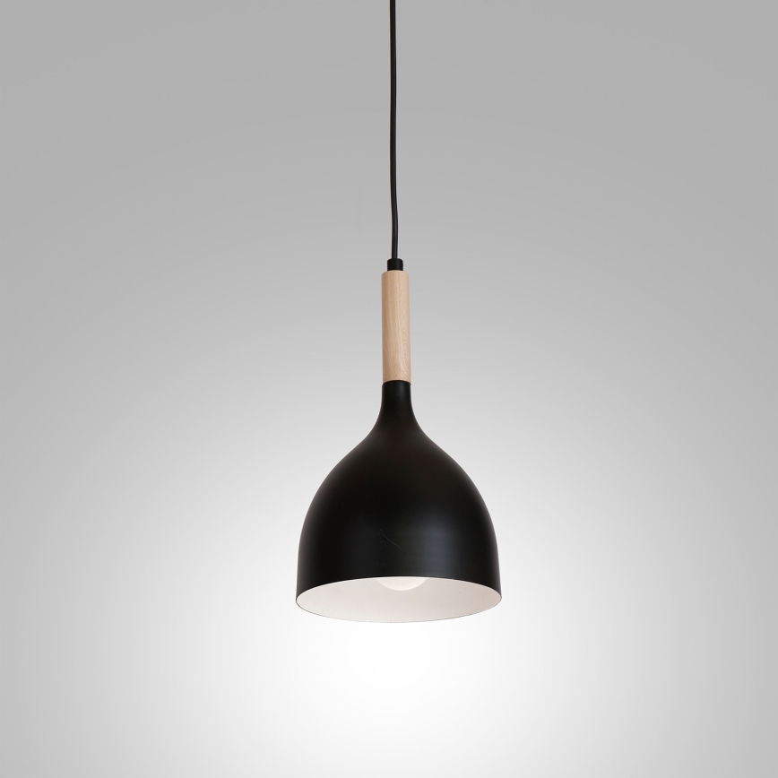 Lámpara colgante NOAK WOOD 1xE27/15W/230V negro/haya