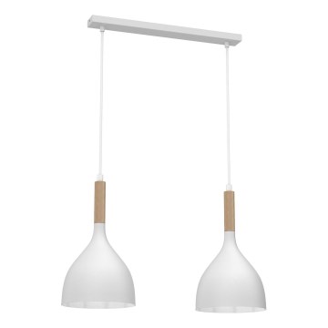 Lámpara colgante NOAK WOOD 2xE27/15W/230V blanco/haya