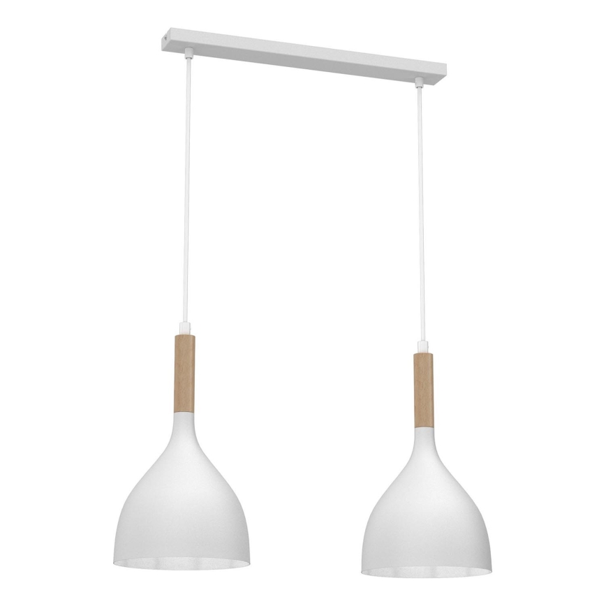 Lámpara colgante NOAK WOOD 2xE27/15W/230V blanco/haya