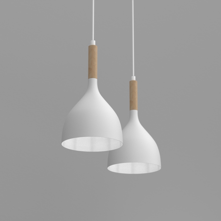 Lámpara colgante NOAK WOOD 2xE27/15W/230V blanco/haya