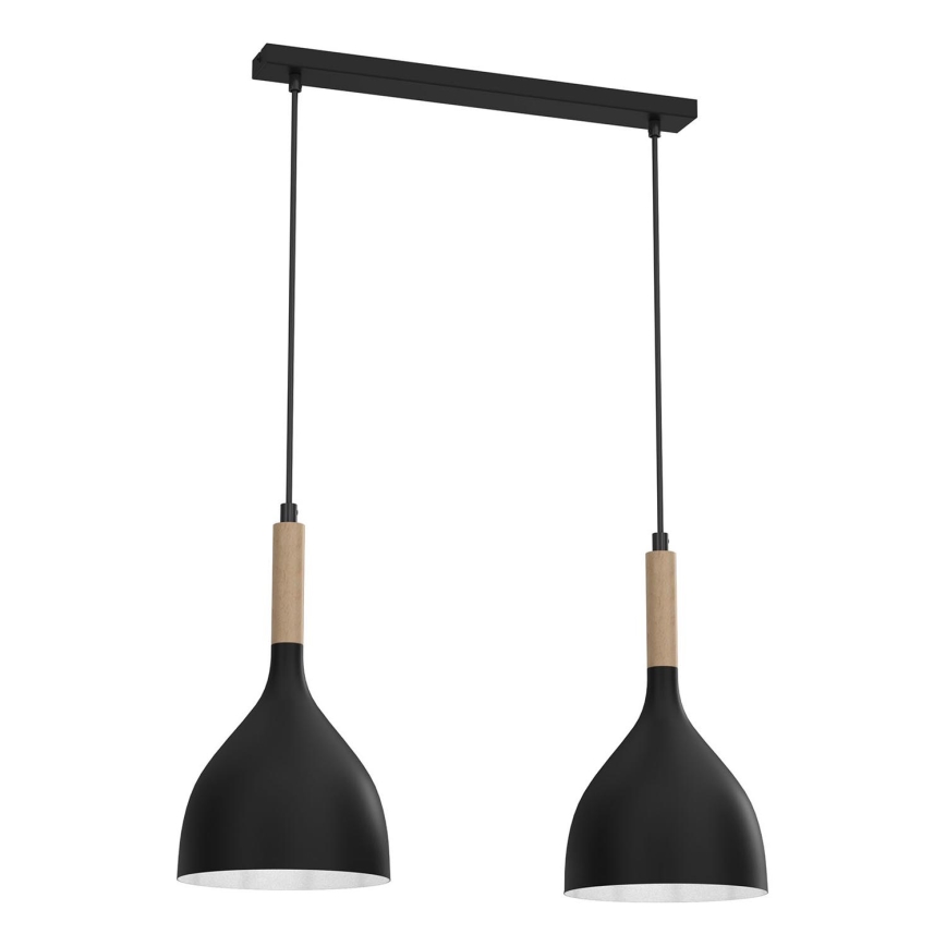 Lámpara colgante NOAK WOOD 2xE27/15W/230V negro/haya