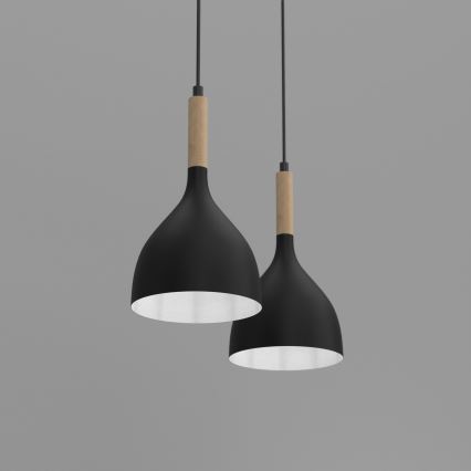 Lámpara colgante NOAK WOOD 2xE27/15W/230V negro/haya