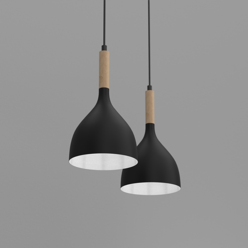 Lámpara colgante NOAK WOOD 2xE27/15W/230V negro/haya