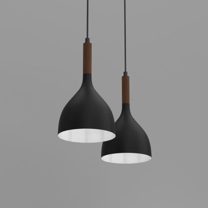 Lámpara colgante NOAK WOOD 2xE27/15W/230V negro/haya