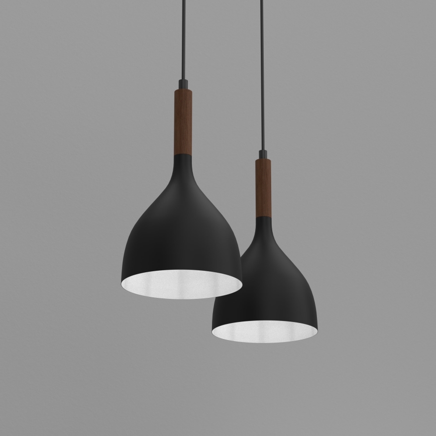 Lámpara colgante NOAK WOOD 2xE27/15W/230V negro/haya