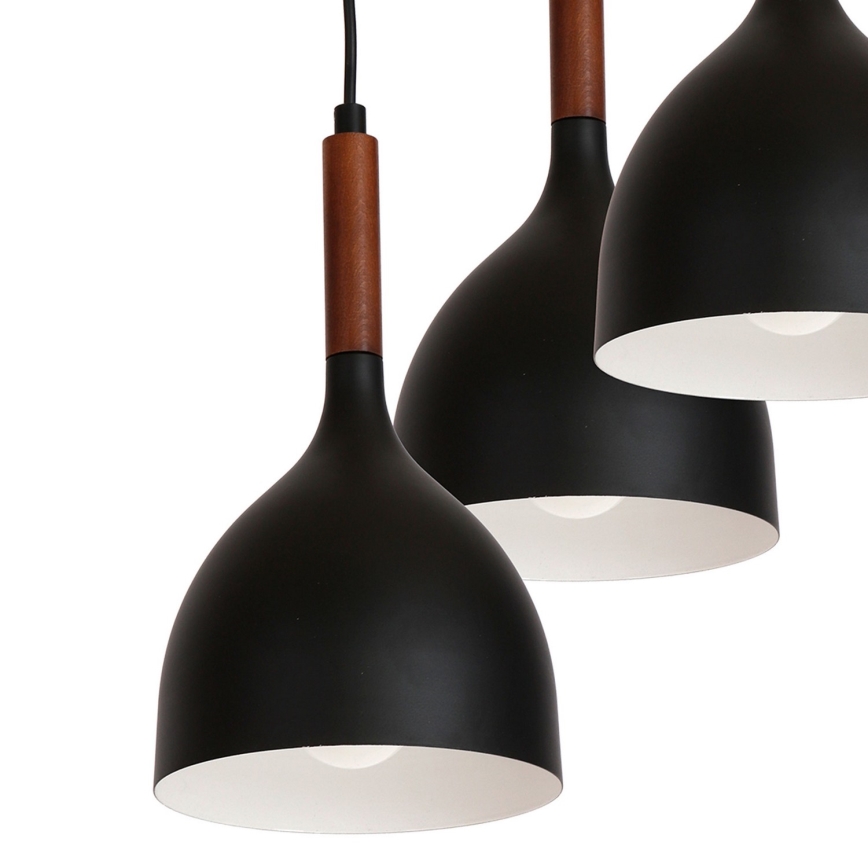 Lámpara colgante NOAK WOOD 3xE27/15W/230V negro/haya