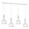Lámpara colgante NOAK WOOD 4xE27/15W/230V blanco/haya