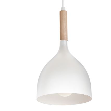 Lámpara colgante NOAK WOOD 4xE27/15W/230V blanco/haya