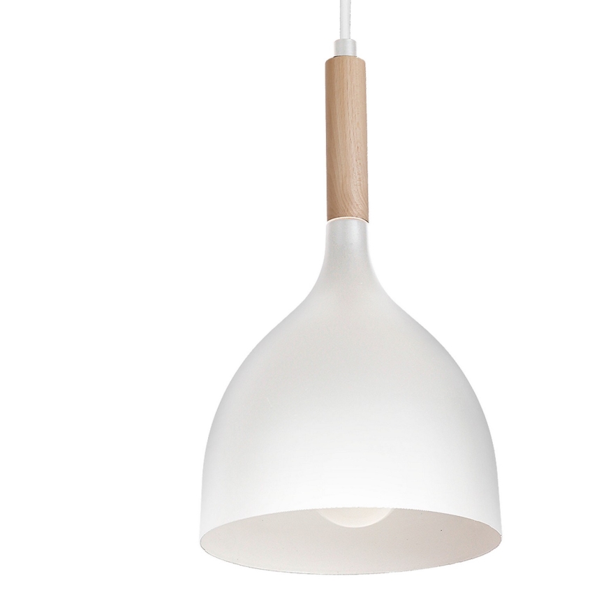 Lámpara colgante NOAK WOOD 4xE27/15W/230V blanco/haya