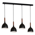 Lámpara colgante NOAK WOOD 4xE27/15W/230V negro/haya