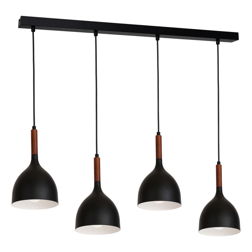 Lámpara colgante NOAK WOOD 4xE27/15W/230V negro/haya