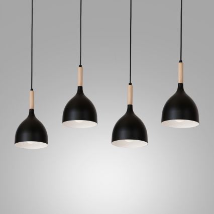 Lámpara colgante NOAK WOOD 4xE27/60W/230V