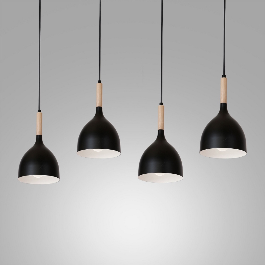 Lámpara colgante NOAK WOOD 4xE27/60W/230V