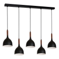 Lámpara colgante NOAK WOOD 5xE27/15W/230V negro/haya