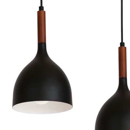 Lámpara colgante NOAK WOOD 5xE27/15W/230V negro/haya