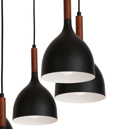 Lámpara colgante NOAK WOOD 5xE27/15W/230V negro/haya
