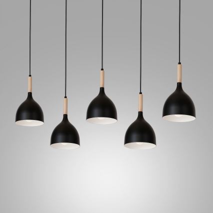 Lámpara colgante NOAK WOOD 5xE27/60W/230V