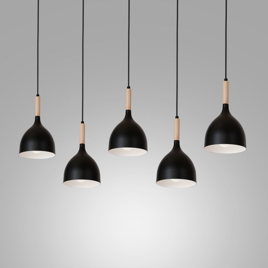 Lámpara colgante NOAK WOOD 5xE27/60W/230V