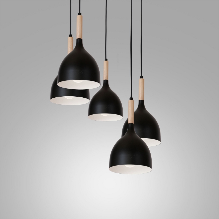 Lámpara colgante NOAK WOOD 5xE27/60W/230V