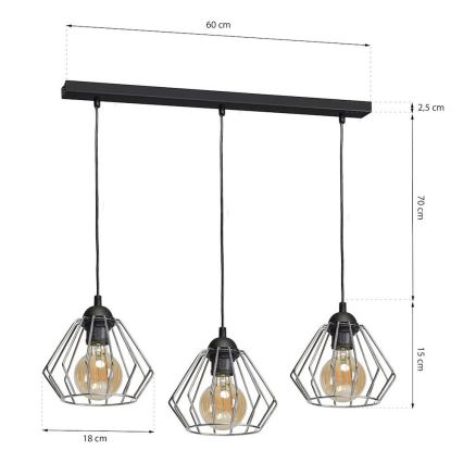 Lámpara colgante NORMAN 1xE27/60W/230V