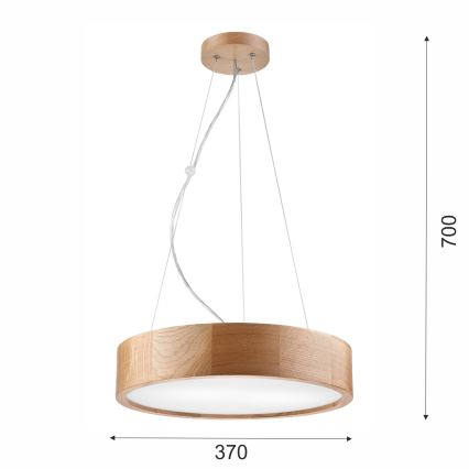 Lámpara colgante OAK 2xE27/60W/230V roble ø 37 cm